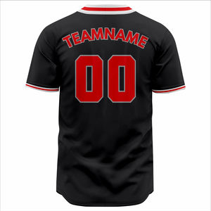 Vente en gros Maillot de baseball unisexe personnalisé Vêtements de sport légers et respirants Rayures noires rouges blanches sublimées grande taille - Product Image 3