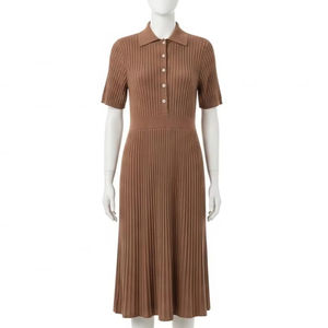 Vestido Casual de Punto Plisado, Tela Suave, Función Antiestática, Ligero, Transpirable, Cómodo, Ropa de Moda Femenina, Vestido Casual - Product Image 1