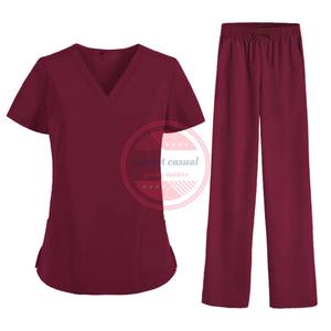 Conjunto de uniforme médico de enfermería con cremallera y manga corta para mujer - Product Image 6