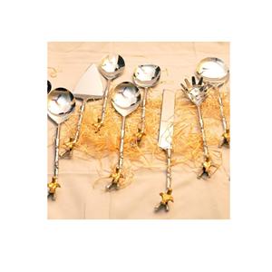 Juego de cubiertos de ensalada de latón y acero inoxidable con diseño de pájaro de 8 con esmalte para el hogar, juegos de cubiertos de Metal de tamaño personalizado para servir ensaladas - Product Image 1