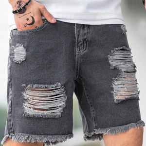 Shorts Vaqueros Casuales para Hombre, Cintura Media, Desgastados, con Dobladillo Deshilachado, Pierna Recta, 100% Algodón, Ecológicos, Suministro OEM, Bordado 3D - Product Image 6
