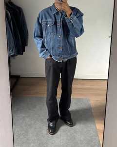 Men's worn jeans jacketcotton winter style <b>covered</b> <b>button</b> casual streetwear standard thickness warm fit - Product Image 2