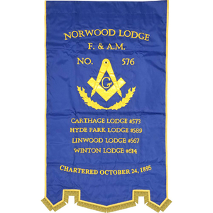 Masonic Regalia Norwood Lodge Banner con gran emblema masónico blanco - Product Image 1