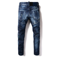 Ropa Urbana Personalizada para Hombre, Azul Deslavado, Desgastado, Rasgado, con Estampado, Sólido, Transpirable, para Invierno y Otoño, Corte Recto, Tejido Regular