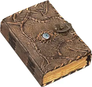 旧货皮革Hocus Pocus法术手册带卷边纸Grimoire杂志巫术用品阴影手册