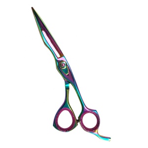 Ciseaux professionnels de coupe de cheveux de salon arc-en-ciel ciseaux de beauté pointus en acier inoxydable ciseaux amincissants droits émoussés en céramique - Product Image 1