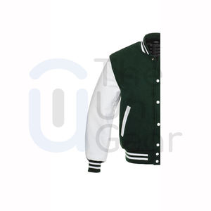Nouvelle veste universitaire en cuir pour femmes vertes col montant veste de sport de baseball pour hommes fabricant Service OEM disponible - Product Image 4