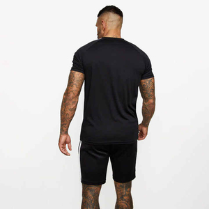 2026 New Design Wholesale Gym Wear Solid Shirt and Shorts Outdoor 2 Piece <b>Set</b> with Logo Embroidery <b>Twin</b> <b>Set</b> Black Color For Man - Product Image 2