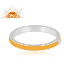 Best Selling Fine Sterling Silver <b>Yellow</b> Enamel Band Ring Custom Jewelry For Women Gift For Her - Product Image 3