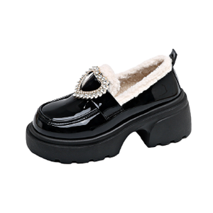 รองเท้าส้นเตี้ยทรงกลมหุ้มข้อสั้นแบบสวม พื้นยาง ส้นหนา (3-5 ซม.) วัสดุ PU - Product Image 5