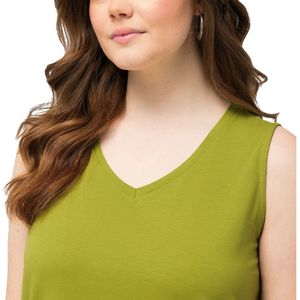 Index Apparel Women's Solid <b>Green</b> V-Neck Knitted <b>Tank</b> <b>Top</b> Casual Regular Length - Product Image 5