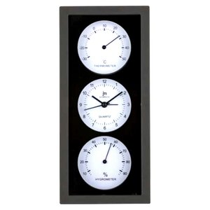 Reloj de Pared JUSTAMINUTE (12x26cm) con Termómetro e Higrómetro Blanco y Negro JA7071NB - Product Image 1