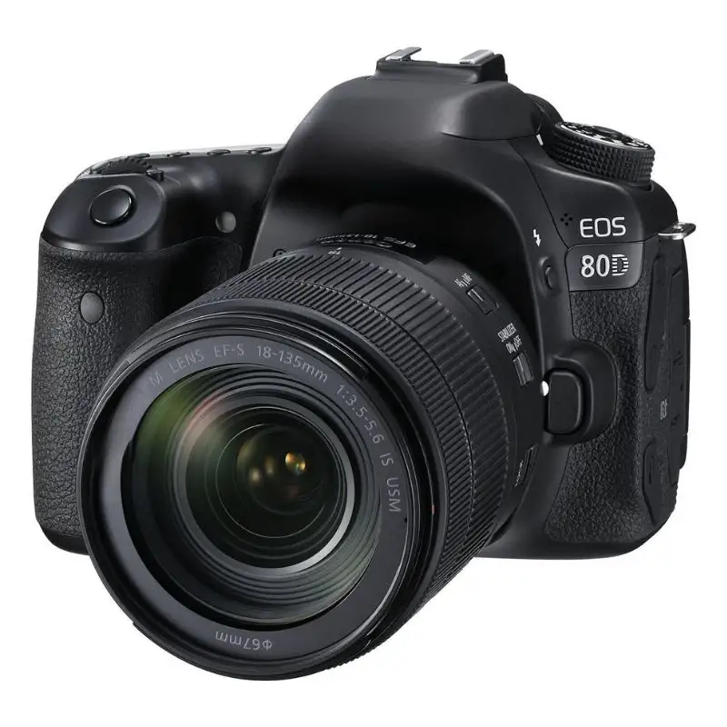 عدسة كاميرا رقمية BIGSALE ذات العدسة الأحادية العاكسة ذات العدسة الأحادية العاكسة [80D] وEF-S بحجم 18-135 ملم f/3.5-5.6 وتثبيت الصورة مزودة بعدسات USM مع كاميرا CMOS بحجم 24.2 ميجا بيكسل