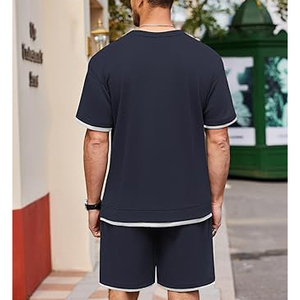 Derniers modèles de vêtements d'été survêtements courts pour hommes ensemble de jogging pour hommes ensemble de short de course deux pièces - Product Image 3