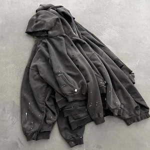 Sudadera con Capucha Unisex Personalizada, 100% Algodón, Estilo Desgastado, Lavado Ácido, Estampado Vintage, Corte Regular, Otoño, Talla OEM - Product Image 2