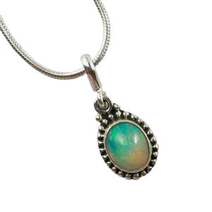 สร้อยคอจี้เงินแท้ประดับโอปอลเอธิโอเปียสำหรับผู้หญิง กำลังเป็นที่นิยม พร้อมอัญมณีธรรมชาติ จี้และชาร์มคุณภาพดี-ของขวัญ - Product Image 1