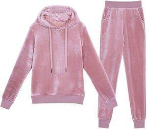 EN STOCK STYLE UNI 220GSM FEMMES 2 PIÈCES TENUE SWEATSUIT POLYESTER HOODIE SWEATSHIRT ET JOGGER PANTALONS DE SURVÊTEMENT ENSEMBLES 2024 - Product Image 6