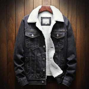Veste en jean pour hommes en gros avec intérieur en fourrure Veste en jean décontractée coupe-vent pour hommes - Product Image 1