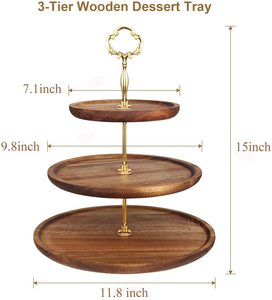แท่นวางเค้กไม้3ชั้นทำด้วยมืองานทำด้วยมือที่ทำจากไม้ที่วางโชว์ขนมหวานแบบบุฟเฟต์ - Product Image 3