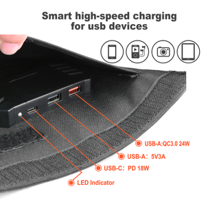 Cargador <span class=keywords><strong>Solar</strong></span> Plegable de 30W ETFE, Carga Rápida PD 18W Tipo-C QC 3.0, Cargador <span class=keywords><strong>Solar</strong></span> Portátil para Teléfono, para Camping, Senderismo, Respaldo - Product Image 3