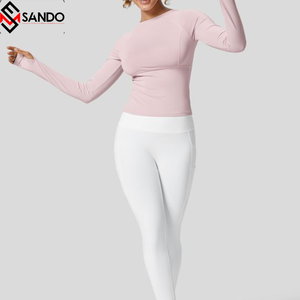 Veste de sport personnalisée à manches zippées pour femmes Veste de yoga longue de haute qualité Vêtements de sport de fitness Slim Fit Vêtements d'entraînement de grande taille - Product Image 3