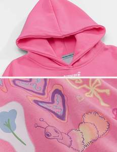 Otoño Streetwear Sudaderas con capucha Diseño forrado Logotipo frontal Impresión de pantalla de seda Digital Tie-Dye Lavado ácido Técnicas de lavado Sólido con capucha - Product Image 5