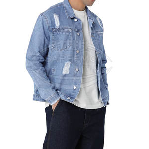 Veste en jean vintage pour homme sur mesure, décontractée, 280g, col montant, logo frontal, qualité supérieure, 100% coton, coupe-vent, respirante - Product Image 4