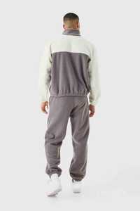 Conjunto Deportivo de Dos Piezas con Cuello Alto y Bloques de Color, Personalizable con Logotipo, Sudadera y Pantalones de Chándal de Felpa para Hombre - Product Image 2