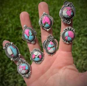 Anillo de piedras preciosas de algodón de azúcar hecho a mano en joyería de declaración de plata esterlina para mujer anillo artesanal ajustable - Product Image 4