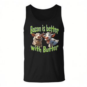 Bacon Is Better with Butter Funny Pig and <b>Cow</b> Humor Dark Tank <b>Top</b> T-Shirt-for Promotions - Product Image 2