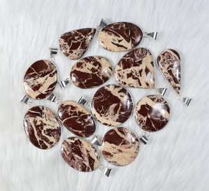 Colgante de piedras preciosas de jaspe de coco hecho a mano para mujer, colgante de tamaño de forma mixta, regalo de joyería de moda para ella - Product Image 2