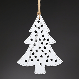 Adorno de árbol de Navidad de Metal personalizable, patrón estrellado elegante para proyectos de vacaciones personalizados, sublimación en blanco, MOQ 50 Uds. - Product Image 4