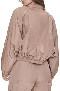 Ensemble de survêtement pour femme coupe-vent, taille ajustable et élastique, en nylon, nouveau modèle rose bébé, veste zippée et pantalon, collection été 2026 - Product Image 4