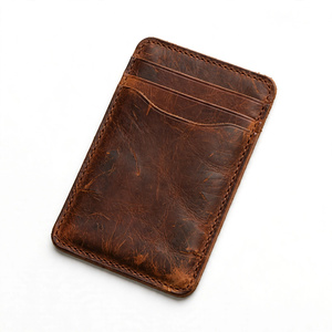 Tarjetero Minimalista de Cuero Genuino, Delgado, con Múltiples Ranuras, Color Marrón, para Tarjetas de Crédito, Uso Diario, Exportado de BD - Product Image 4