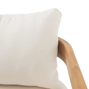 Sillón Miller moderno hecho de madera maciza de teca y amortiguación impermeable con un acabado natural para interiores y exteriores. - Product Image 6