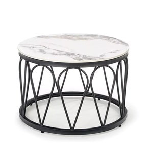 Juego de Mesa de Centro Moderno de Metal Negro con Tapa de Mármol, Diseño Elegante Encajable, Base Resistente, Centro de Mesa Estilizado para Decoración de Sala de Estar - Product Image 3