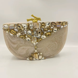 Designer Resin Stone Fashion Evening Clutch <b>Handbags</b> with Elegant Features - Product Image 1