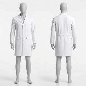Blouse de laboratoire blanche en sergé de polycoton 245 GSM de qualité supérieure, manches courtes, panneau de devanture, logo brodé personnalisé - Product Image 3