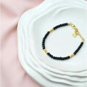 18K Gold Plated <b>Beaded</b> <b>Bracelet</b> Garnet Opal Amethyst Black Spinel Heart Shape Number Ball Pattern Zinc Alloy Main Stone for Gift - Product Image 3