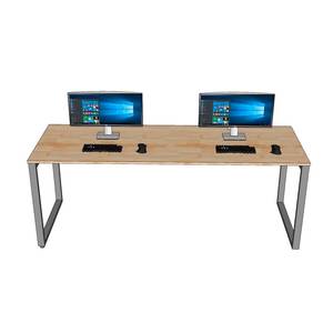 Escritorio de Oficina Rectangular Minimalista Moderno de Roble con Superficie de Madera de Caucho Resistente y Patas de Hierro - Product Image 2