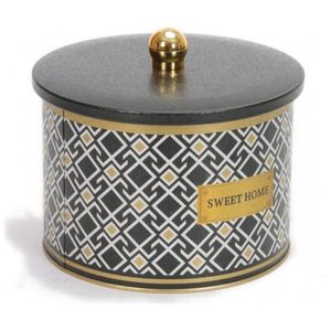 ลูกบิดกระป๋องโลหะ2.9L 175x130มม. ดีไซน์ลวดลายไร้รอยต่อลายเส้นเรขาคณิตพื้นหลังสีดำสำหรับเก็บในบ้านครัว - Product Image 2