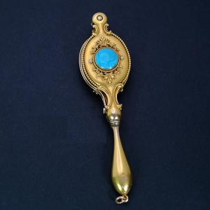 Diamante turquesa antiguo Sólido 18K Oro amarillo Lorgnette con Sky Ruby Diamond Gafas para joyería de moda unisex - Product Image 2