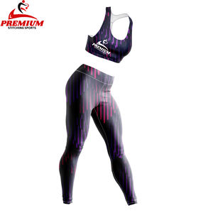 Femmes 2 pièces entraînement Yoga porter ensemble séchage rapide plissé Yoga soutien-gorge et Compression extensible femmes Legging Yoga ensemble prix de gros - Product Image 1