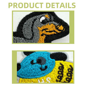 ダックスフント犬の環境に優しい刺繍パッチハート & フラワーデザイン自己粘着性縫い目なし帽子 & 衣類 - Product Image 3