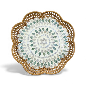 Plateau en rotin avec incrustation de nacre en gros, avec bord en rotin, pour servir des aliments décoratifs, table et usage domestique, en provenance du Vietnam - Product Image 2