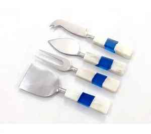 Ensemble de cuillères à fromage de luxe en acier inoxydable martelé et résine, lavable au lave-vaisselle, écologique, couverts de fête avec élégance moderne - Product Image 6