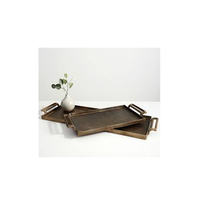 Plateau de service en métal traditionnel en relief, forme rectangulaire, excellente qualité, superbe plateau de service fait à la main - Product Image 6