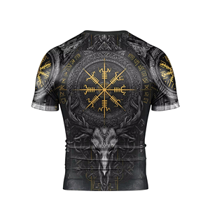 Rashguard personnalisé en spandex anti-UV pour hommes, protection solaire UPF 50+, manches courtes, pour Jiu Jitsu, BJJ, MMA, maillot de compression - Product Image 2