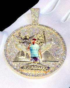 Medallón de Ojo de Horus Egipcio con Incrustaciones de Moissanita, Estilo Hip Hop, Chapado en Oro Redondo, Plata de Ley - Product Image 5