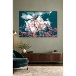 ฟิดา พิมพ์ภาพบนผืนผ้าใบลายดอกซากุระสีชมพูบนท้องฟ้าที่มีเมฆ - Product Image 2